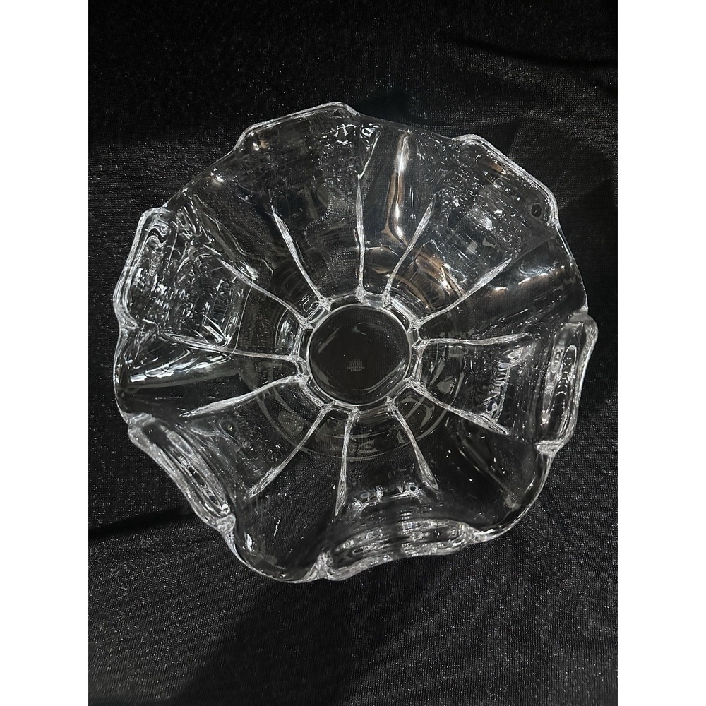 Confrac Art Glass Verrier France Abstract dish Crystal Clear Signed Free form - Picture 9 of 12